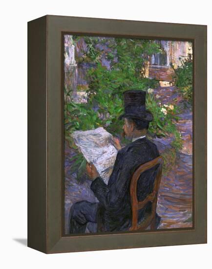 Desire Dihau (Reading a Newspaper in the Garden), 1890-Henri de Toulouse-Lautrec-Framed Premier Image Canvas