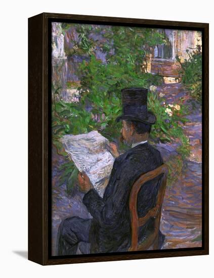 Desire Dihau (Reading a Newspaper in the Garden), 1890-Henri de Toulouse-Lautrec-Framed Premier Image Canvas