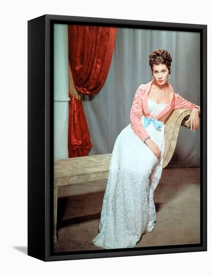 Desiree by Henry Koster with Jean Simmons, 1954 (photo)-null-Framed Stretched Canvas