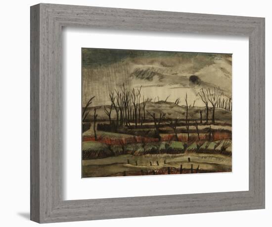 Desolate Landscape, Ypres Salient, 1917 (W/C, Ink, Gouache & Pencil on Paper)-Paul Nash-Framed Giclee Print