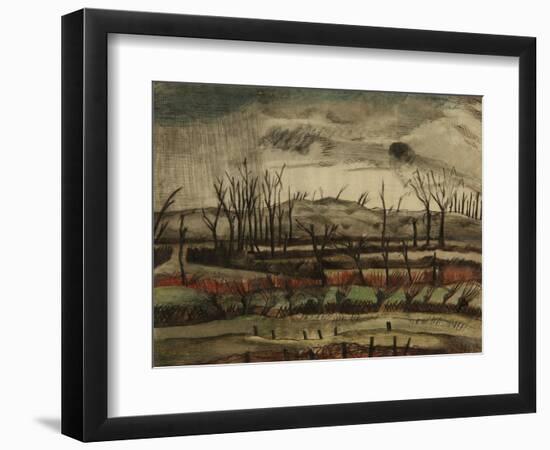 Desolate Landscape, Ypres Salient, 1917 (W/C, Ink, Gouache & Pencil on Paper)-Paul Nash-Framed Giclee Print