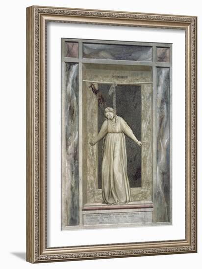 Despair, Female Figure Hanging Herself and Devil Who Grabs Her by the Hair-Giotto di Bondone-Framed Giclee Print