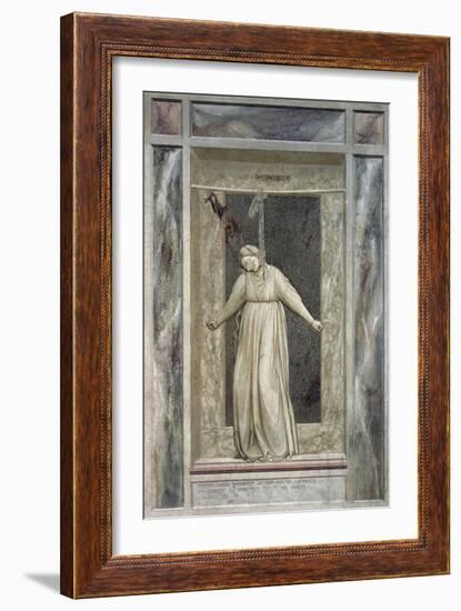 Despair, Female Figure Hanging Herself and Devil Who Grabs Her by the Hair-Giotto di Bondone-Framed Giclee Print