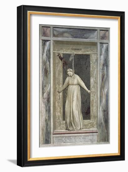 Despair, Female Figure Hanging Herself and Devil Who Grabs Her by the Hair-Giotto di Bondone-Framed Giclee Print