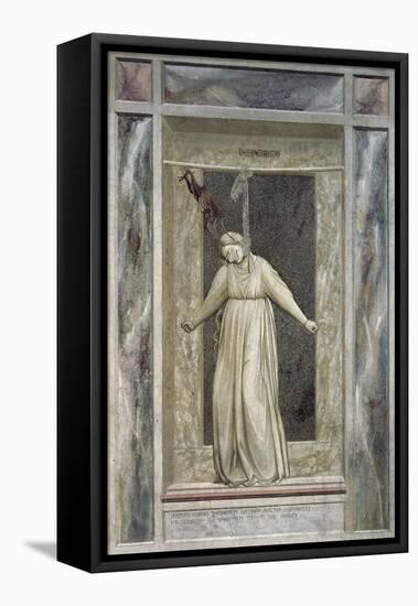 Despair, Female Figure Hanging Herself and Devil Who Grabs Her by the Hair-Giotto di Bondone-Framed Premier Image Canvas