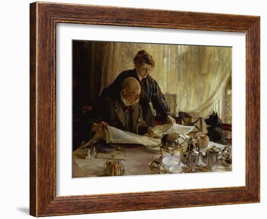 "Despatches - Is He Mentioned", 1917-Edgar Bundy-Framed Giclee Print