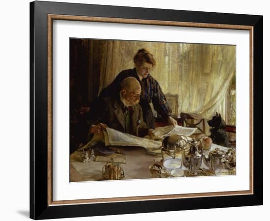 "Despatches - Is He Mentioned", 1917-Edgar Bundy-Framed Giclee Print