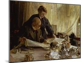 "Despatches - Is He Mentioned", 1917-Edgar Bundy-Mounted Giclee Print