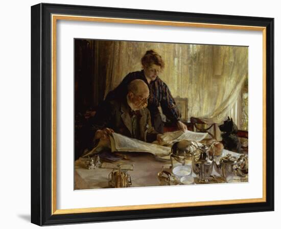 "Despatches - Is He Mentioned", 1917-Edgar Bundy-Framed Giclee Print