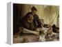 "Despatches - Is He Mentioned", 1917-Edgar Bundy-Framed Premier Image Canvas
