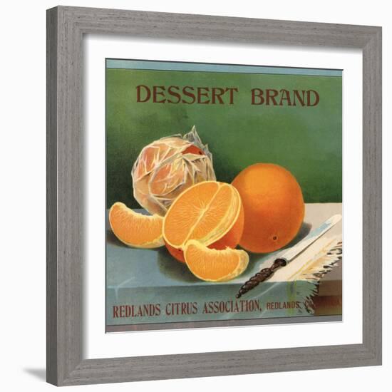 Dessert Brand - Redlands, California - Citrus Crate Label-Lantern Press-Framed Art Print