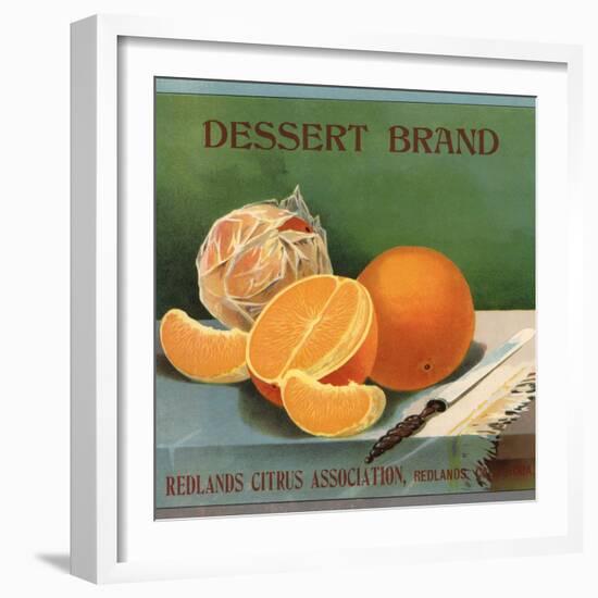 Dessert Brand - Redlands, California - Citrus Crate Label-Lantern Press-Framed Art Print