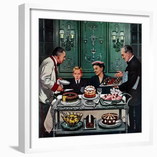 "Dessert Cart", January 1, 1955-Stevan Dohanos-Framed Giclee Print