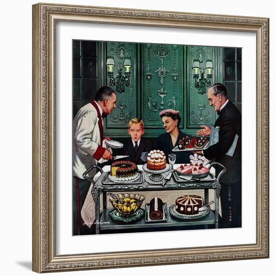 "Dessert Cart", January 1, 1955-Stevan Dohanos-Framed Giclee Print