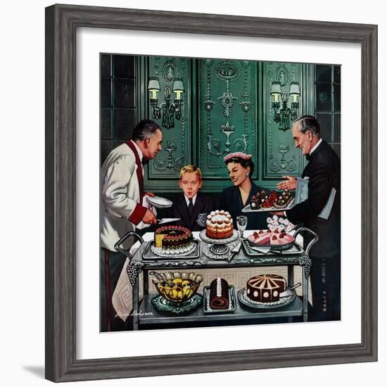 "Dessert Cart", January 1, 1955-Stevan Dohanos-Framed Giclee Print