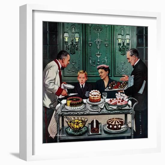 "Dessert Cart", January 1, 1955-Stevan Dohanos-Framed Giclee Print