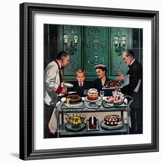 "Dessert Cart", January 1, 1955-Stevan Dohanos-Framed Giclee Print