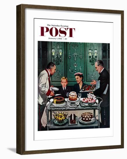 "Dessert Cart" Saturday Evening Post Cover, January 1, 1955-Stevan Dohanos-Framed Giclee Print