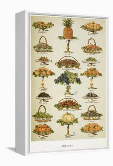 Dessert. Various Fruit Dishes-Isabella Beeton-Framed Premier Image Canvas