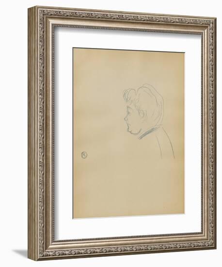 Dessins : Tête de femme de profil à gauche-Henri de Toulouse-Lautrec-Framed Collectable Print