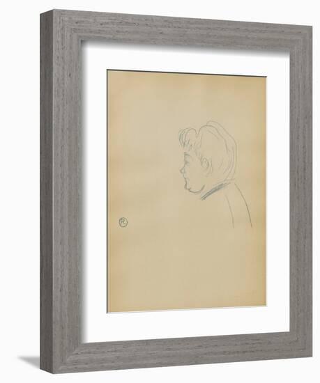 Dessins : Tête de femme de profil à gauche-Henri de Toulouse-Lautrec-Framed Collectable Print