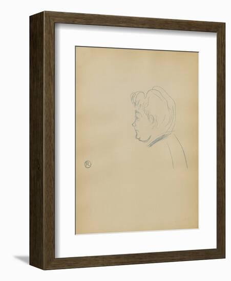 Dessins : Tête de femme de profil à gauche-Henri de Toulouse-Lautrec-Framed Collectable Print