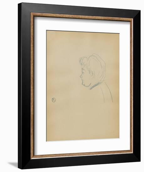 Dessins : Tête de femme de profil à gauche-Henri de Toulouse-Lautrec-Framed Collectable Print