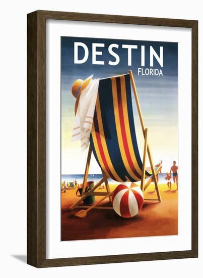 Destin, Florida - Beach Chair and Ball-Lantern Press-Framed Art Print