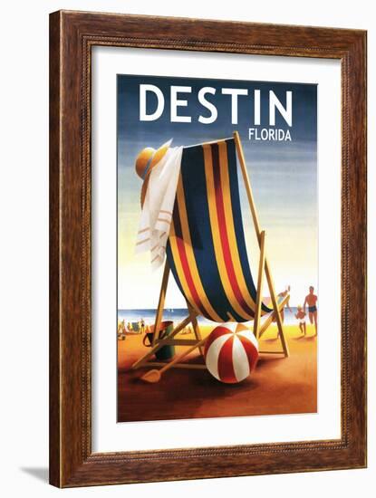 Destin, Florida - Beach Chair and Ball-Lantern Press-Framed Art Print