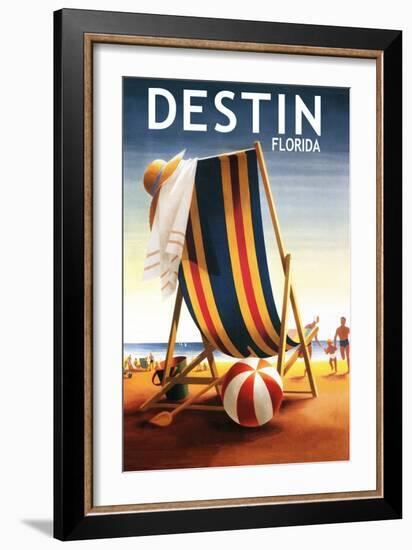 Destin, Florida - Beach Chair and Ball-Lantern Press-Framed Art Print