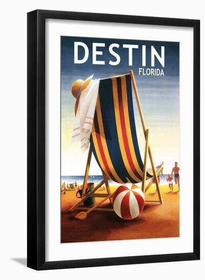 Destin, Florida - Beach Chair and Ball-Lantern Press-Framed Art Print