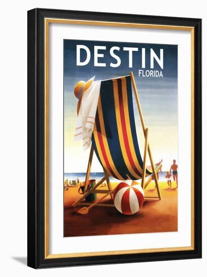 Destin, Florida - Beach Chair and Ball-Lantern Press-Framed Art Print