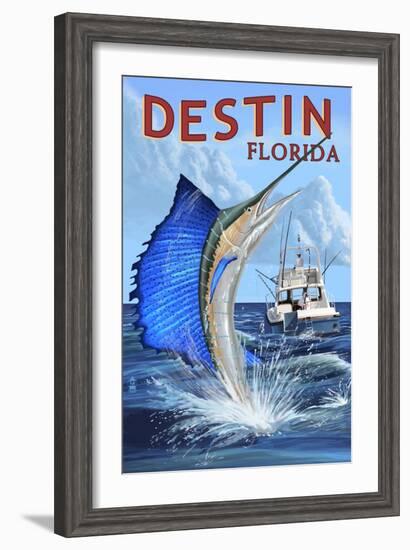 Destin, Florida - Sailfish-Lantern Press-Framed Art Print