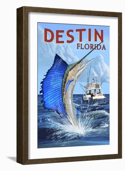 Destin, Florida - Sailfish-Lantern Press-Framed Art Print