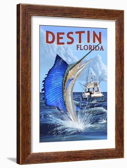 Destin, Florida - Sailfish-Lantern Press-Framed Art Print