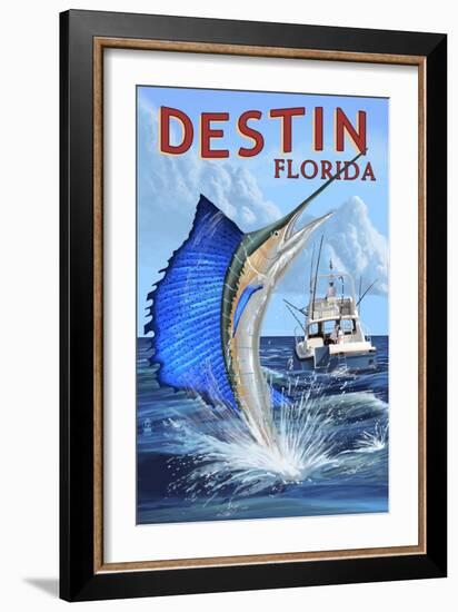 Destin, Florida - Sailfish-Lantern Press-Framed Art Print