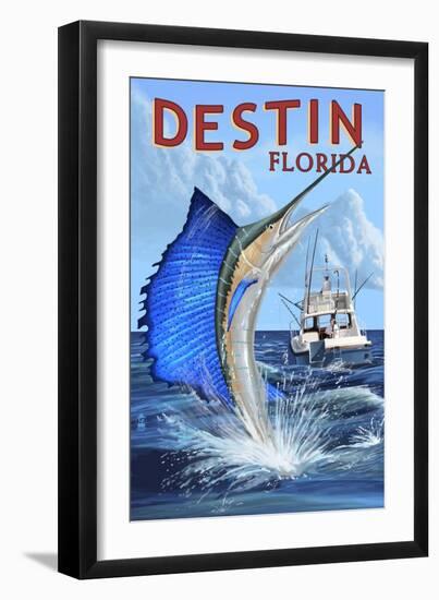 Destin, Florida - Sailfish-Lantern Press-Framed Art Print