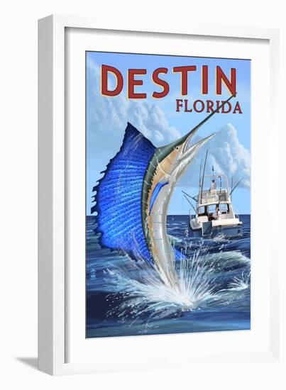 Destin, Florida - Sailfish-Lantern Press-Framed Art Print