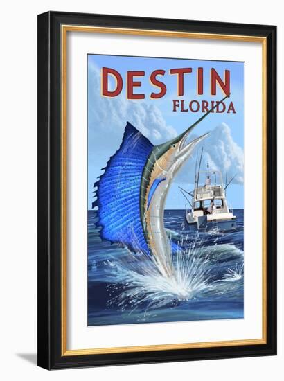 Destin, Florida - Sailfish-Lantern Press-Framed Art Print