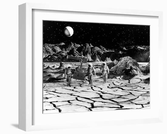 Destination Moon, Astronauts Explore The Lunar Terrain, 1950-null-Framed Photo