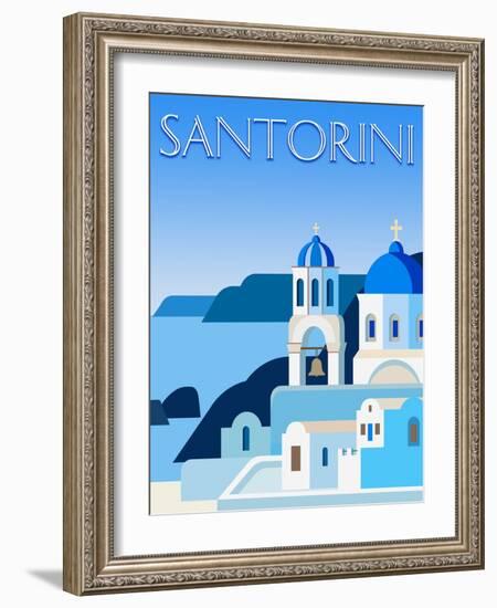 Destination Santorini-The Trainyard Cooperative-Framed Giclee Print