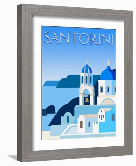 Destination Santorini-The Trainyard Cooperative-Framed Giclee Print