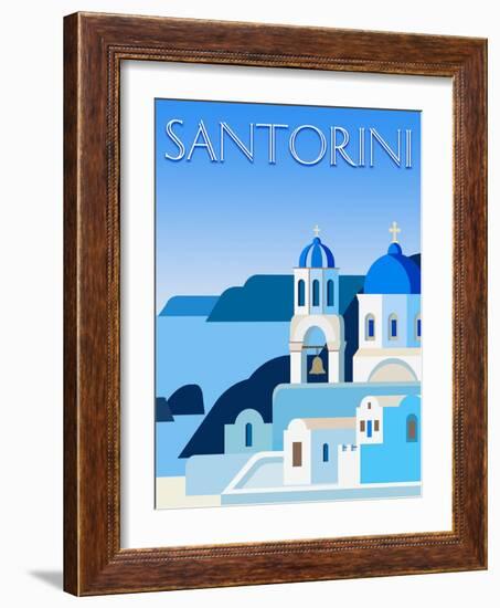 Destination Santorini-The Trainyard Cooperative-Framed Giclee Print