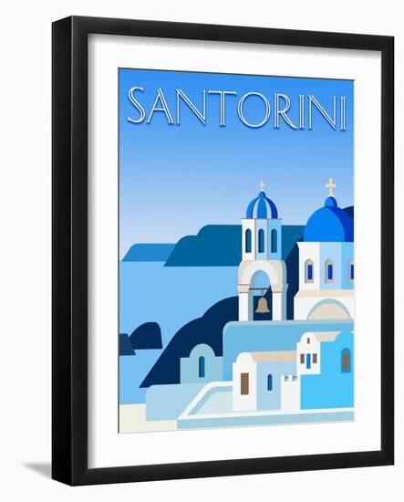 Destination Santorini-The Trainyard Cooperative-Framed Giclee Print