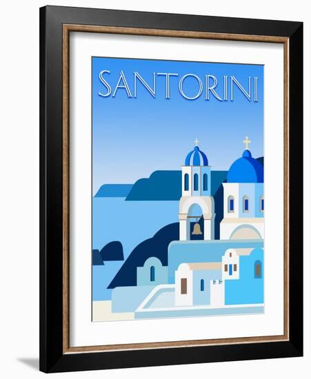 Destination Santorini-The Trainyard Cooperative-Framed Giclee Print