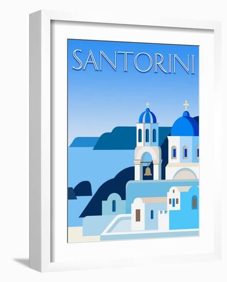 Destination Santorini-The Trainyard Cooperative-Framed Giclee Print