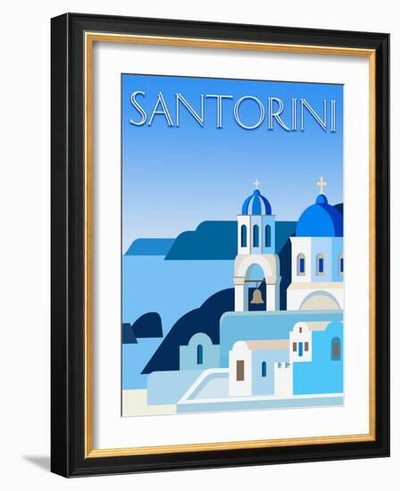 Destination Santorini-The Trainyard Cooperative-Framed Giclee Print