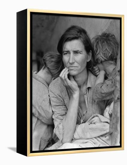 Destitute Pea Pickers in California, Mother of Seven Children, Nipomo, California, 1936-Dorothea Lange-Framed Premier Image Canvas