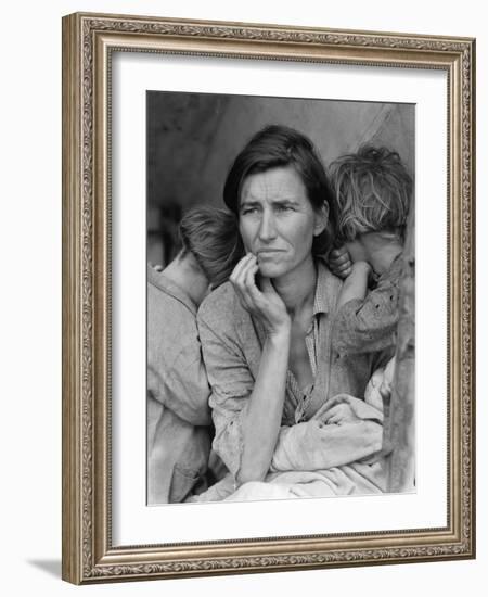 Destitute Pea Pickers in California, Mother of Seven Children, Nipomo, California, 1936-Dorothea Lange-Framed Photographic Print