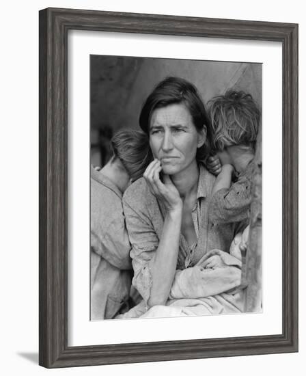 Destitute Pea Pickers in California, Mother of Seven Children, Nipomo, California, 1936-Dorothea Lange-Framed Photographic Print